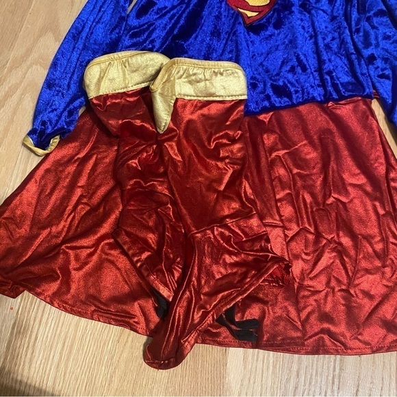 Super Girl Costume Medium W/ Matching Doll & Outfit Halloween Red Blue Dress - Picture 6 of 10